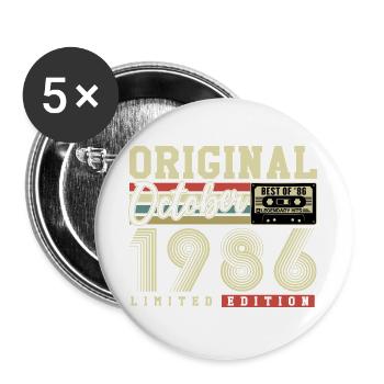 Original octobre 1986 – 40e anniversaire Rétro - Lot de 5 grands badges (56 mm) - blanc - Devant