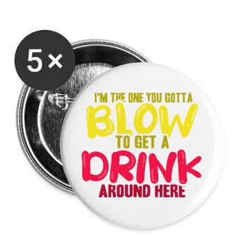 Kellner Barkeeper Ober Bar Bartender barchef - Buttons groß 56 mm (5er Pack) - Weiß - Vorne