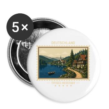 Deutschland Titisee-Neustadt Vintage Reisemarke - Buttons groß 56 mm (5er Pack) - Weiß - Vorne
