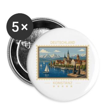 Deutschland Konstanz Vintage Reisemarke - Buttons groß 56 mm (5er Pack) - Weiß - Vorne