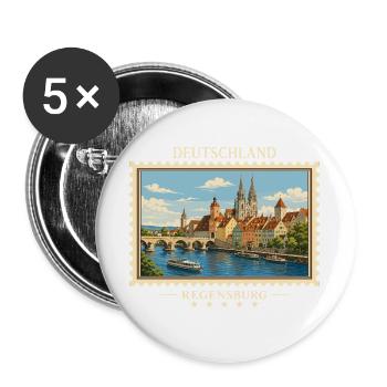 Deutschland Regensburg Vintage Reisemarke - Buttons groß 56 mm (5er Pack) - Weiß - Vorne