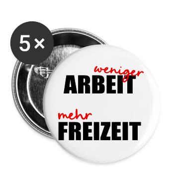 Less work, free time - Buttons large 2.2''/56 mm (5-pack) - white - Front