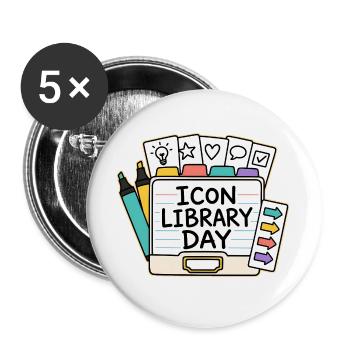 ICON LIBRARY DAY - Buttons large 2.2''/56 mm (5-pack) - white - Front
