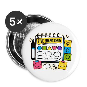 FIVE SHAPES READY - Buttons large 2.2''/56 mm (5-pack) - white - Front