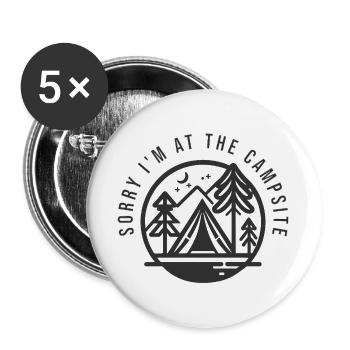 Zeltabend am Campingplatz - Buttons groß 56 mm (5er Pack) - Weiß - Vorne