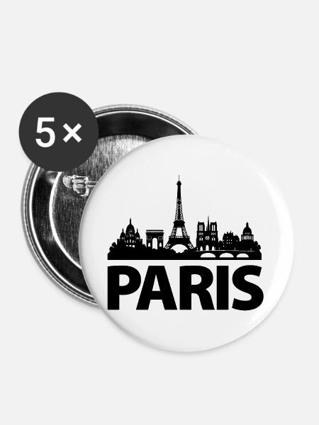 PARIS Skyline - Buttons groß 56 mm (5er Pack) - Weiß