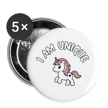 Je suis une licorne unique - Lot de 5 grands badges (56 mm) - blanc - Devant