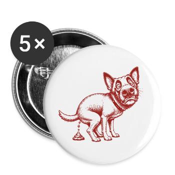 Chiens drôles - Lot de 5 grands badges (56 mm) - blanc - Devant