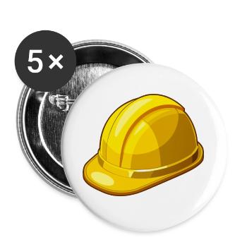 Gelber Schutzhelm - Buttons groß 56 mm (5er Pack) - Weiß - Vorne