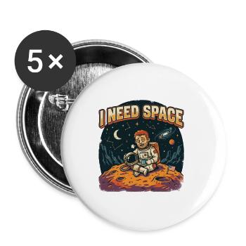 Ich brauche Abstand - Buttons groß 56 mm (5er Pack) - Weiß - Vorne