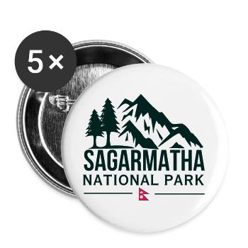 Sagarmatha Bergsilhouette National Park Nepal - Buttons groß 56 mm (5er Pack) - Weiß - Vorne