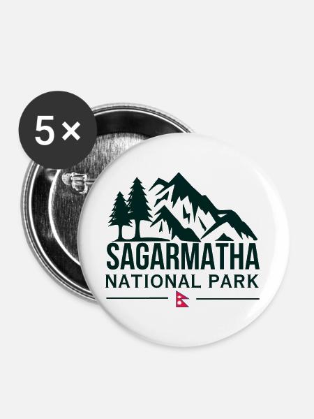 Sagarmatha Bergsilhouette National Park Nepal - Buttons groß 56 mm (5er Pack) - Weiß