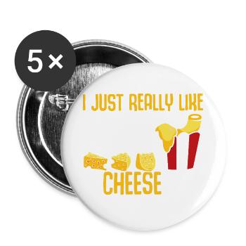 Makkaroni und Käse Mac and Cheese - Buttons groß 56 mm (5er Pack) - Weiß - Vorne