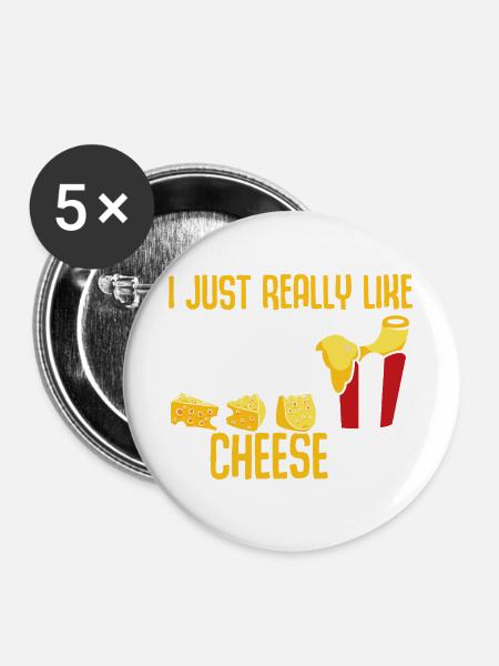 Makkaroni und Käse Mac and Cheese - Buttons groß 56 mm (5er Pack) - Weiß