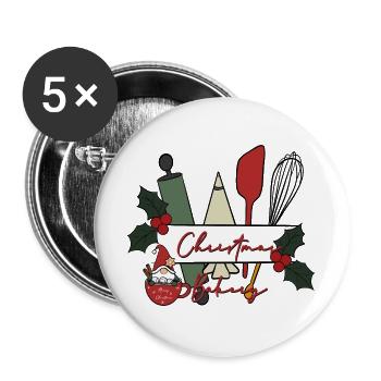 Weihnachtsbäckerei Motiv - Buttons groß 56 mm (5er Pack) - Weiß - Vorne