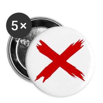 Kreuz X Symbol Pinselstrich - Buttons groß 56 mm (5er Pack) - Weiß - Vorne