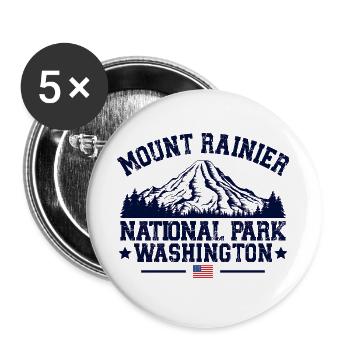 Mount Rainier Nationalpark Washington - Buttons groß 56 mm (5er Pack) - Weiß - Vorne