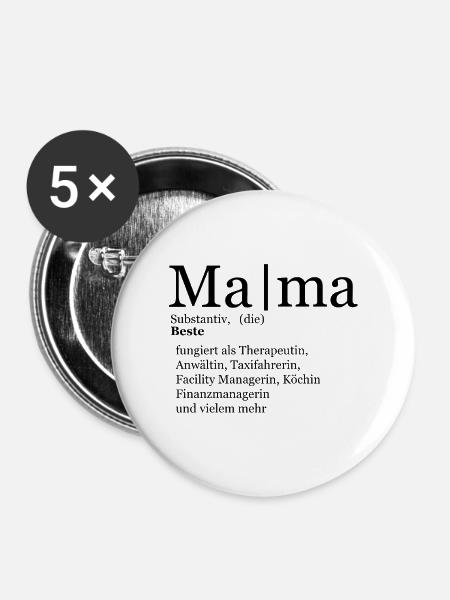 Mama Bedeutung Wörterbuch Definition - Buttons groß 56 mm (5er Pack) - Weiß