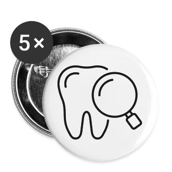 Zahninspektions-Zahnlinien-Ikon - Buttons groß 56 mm (5er Pack) - Weiß - Vorne