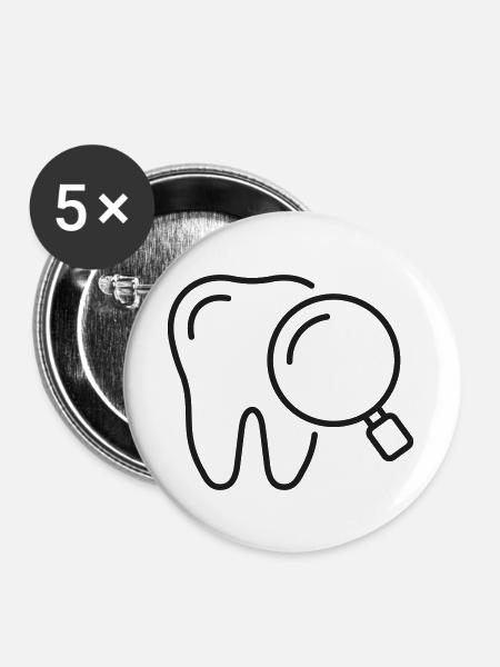 Zahninspektions-Zahnlinien-Ikon - Buttons groß 56 mm (5er Pack) - Weiß