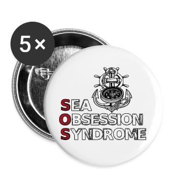 Meeresobsession Syndrom Segler Geschenk Segeln - Buttons groß 56 mm (5er Pack) - Weiß - Vorne
