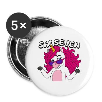 Six Seven Unicorn  - Buttons groß 56 mm (5er Pack) - Weiß - Vorne