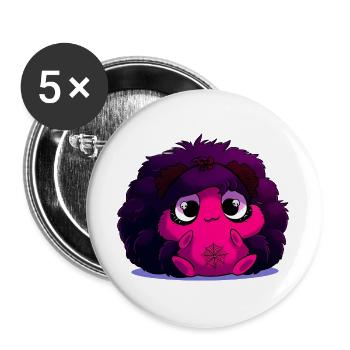Nerz-Puff mit Spinnennetz - Buttons groß 56 mm (5er Pack) - Weiß - Vorne