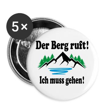 Der Berg ruft Wandern In die Berge gehen steigen - Buttons groß 56 mm (5er Pack) - Weiß - Vorne