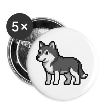 Pixel Wolf - Buttons groß 56 mm (5er Pack) - Weiß - Vorne