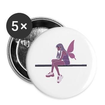 Abendfee auf dem Balken - Buttons groß 56 mm (5er Pack) - Weiß - Vorne