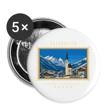 Österreich Heiligenblut am Großglockner Winter - Buttons groß 56 mm (5er Pack) - Weiß - Vorne