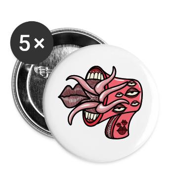 Schreiendes Megafonmonster - Buttons groß 56 mm (5er Pack) - Weiß - Vorne