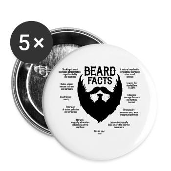Bartfakten (schwarz) - Buttons groß 56 mm (5er Pack) - Weiß - Vorne