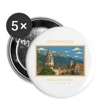Österreich Hall in Tirol Vintage Reisemarke - Buttons groß 56 mm (5er Pack) - Weiß - Vorne