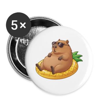 Capybara - Buttons groß 56 mm (5er Pack) - Weiß - Vorne