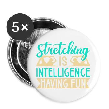 Yoga Stretching Is Intelligence Funny Yoga - Buttons groß 56 mm (5er Pack) - Weiß - Vorne
