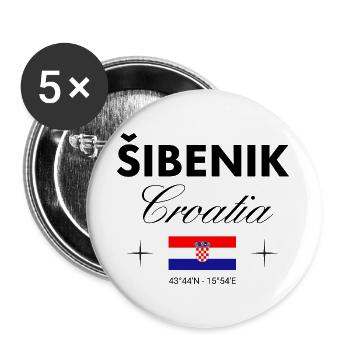 Šibenik Kroatien Koordinaten Reise Souvenir - Buttons groß 56 mm (5er Pack) - Weiß - Vorne
