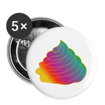 Bunte Regenbogen-Creme – Farbenfrohes Motiv - Buttons groß 56 mm (5er Pack) - Weiß - Vorne
