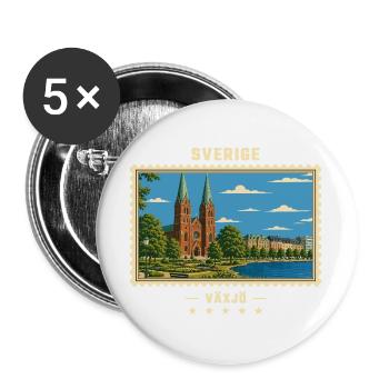 Schweden Växjö Vintage Reisemarke - Buttons groß 56 mm (5er Pack) - Weiß - Vorne