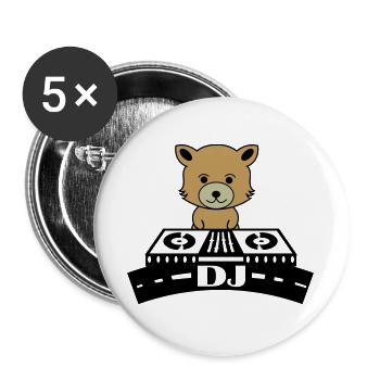 Fuchs Cartoon Dj - Buttons groß 56 mm (5er Pack) - Weiß - Vorne