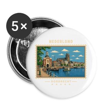 Nederland Dordrecht Vintage Reisemarke - Buttons groß 56 mm (5er Pack) - Weiß - Vorne