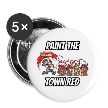 Paint the Town Red – Lustige, wörtliche Idiom-Zeichentrickserie - Buttons groß 56 mm (5er Pack) - Weiß - Vorne