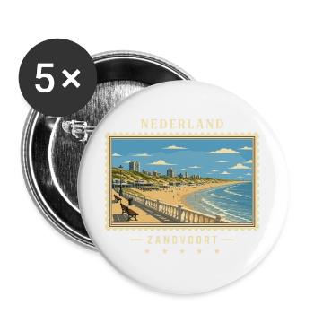 Nederland Zandvoort Vintage Reisemarke - Buttons groß 56 mm (5er Pack) - Weiß - Vorne