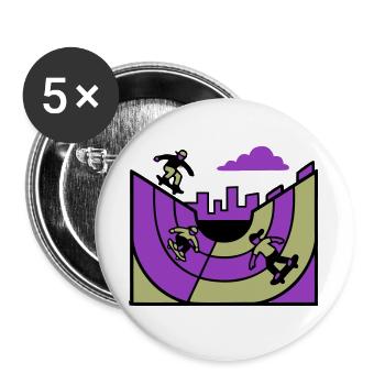 Halfpipe Skatepark Grafik - Buttons groß 56 mm (5er Pack) - Weiß - Vorne