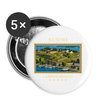 Suomi Lappeenranta Vintage Reisemarke - Buttons groß 56 mm (5er Pack) - Weiß - Vorne