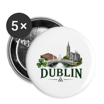 Dublin - Irland - Ireland - Ire - irisch - Buttons groß 56 mm (5er Pack) - Weiß - Vorne