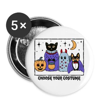 Niedliche Halloween Kostümparty  - Buttons groß 56 mm (5er Pack) - Weiß - Vorne