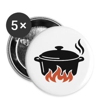 Kochtopf Lagerfeuer Logo - Buttons groß 56 mm (5er Pack) - Weiß - Vorne