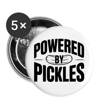 Angetrieben von Pickles - Buttons groß 56 mm (5er Pack) - Weiß - Vorne