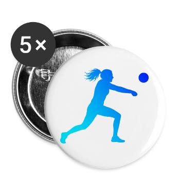 Geschenkidee für eine Ballsportlerin mit Faustball - Buttons groß 56 mm (5er Pack) - Weiß - Vorne